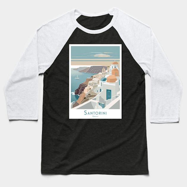 Santorini Serenity - Grecian Paradise Baseball T-Shirt by POD24